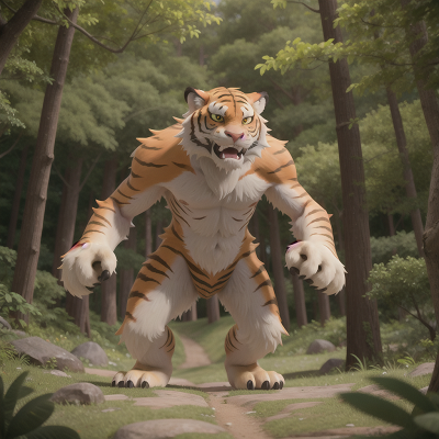 Image For Post Anime, romance, alien, sabertooth tiger, yeti, forest, HD, 4K, AI Generated Art