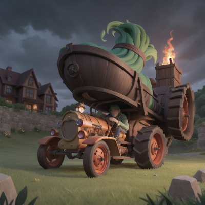 Image For Post Anime, villain, haunted mansion, witch's cauldron, tractor, cavemen, HD, 4K, AI Generated Art