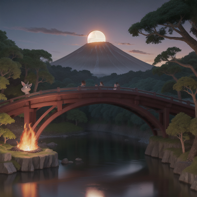 Image For Post Anime, solar eclipse, volcano, kangaroo, enchanted forest, bridge, HD, 4K, AI Generated Art
