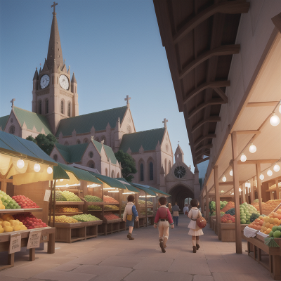 Image For Post Anime, cathedral, fruit market, spaceship, knights, whale, HD, 4K, AI Generated Art