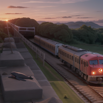 Image For Post Anime, sunset, train, scientist, whale, mechanic, HD, 4K, AI Generated Art
