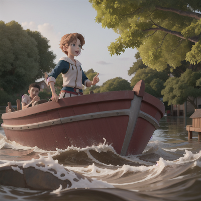 Image For Post Anime, betrayal, boat, swimming, flood, king, HD, 4K, AI Generated Art