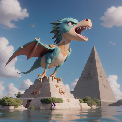 Image For Post Anime, teleportation device, pyramid, wizard, swimming, pterodactyl, HD, 4K, AI Generated Art