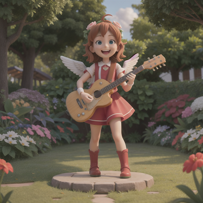 Image For Post Anime, garden, angel, spaceship, laughter, musician, HD, 4K, AI Generated Art