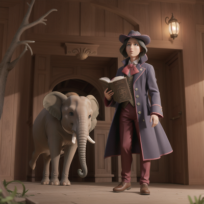 Image For Post Anime, book, invisibility cloak, elephant, romance, haunted mansion, HD, 4K, AI Generated Art