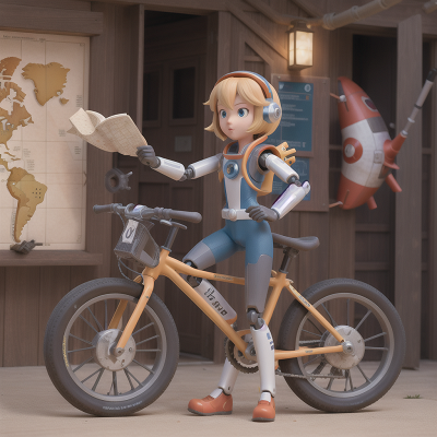 Image For Post Anime, hero, robotic pet, bicycle, map, space shuttle, HD, 4K, AI Generated Art