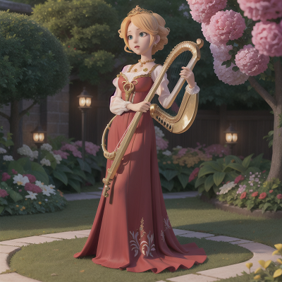 Image For Post Anime, harp, ghost, queen, garden, key, HD, 4K, AI Generated Art