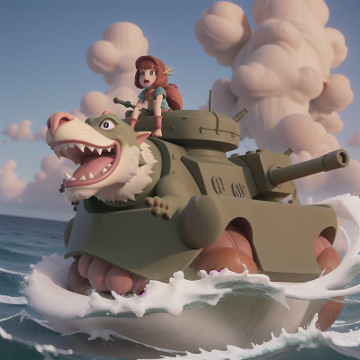 Image For Post Anime, dog, ogre, dragon, ocean, tank, HD, 4K, AI Generated Art