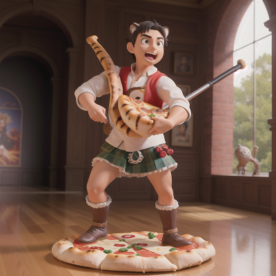Image For Post Anime, hero, tiger, museum, pizza, bagpipes, HD, 4K, AI Generated Art