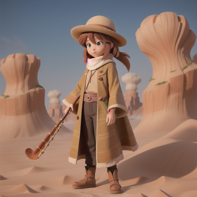 Image For Post Anime, hat, invisibility cloak, exploring, sandstorm, flute, HD, 4K, AI Generated Art