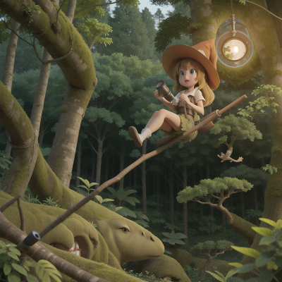 Image For Post Anime, flying, telescope, forest, jungle, witch, HD, 4K, AI Generated Art