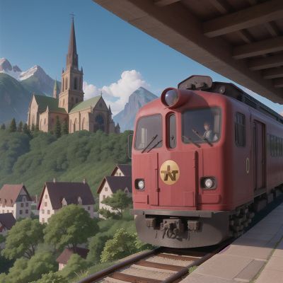 Image For Post Anime, mountains, train, suspicion, cathedral, crystal ball, HD, 4K, AI Generated Art