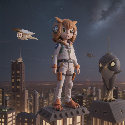 Image For Post Anime, owl, spaceship, alien, key, skyscraper, HD, 4K, AI Generated Art
