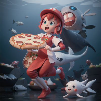 Image For Post Anime, pizza, fish, ghost, whale, robot, HD, 4K, AI Generated Art