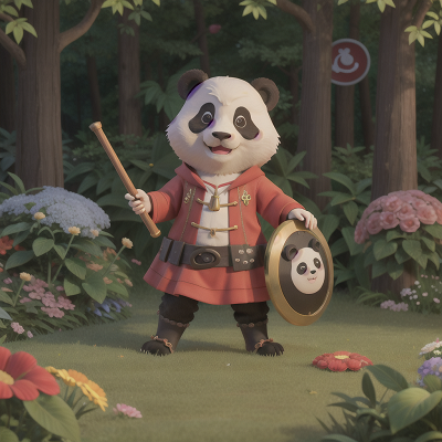 Image For Post Anime, musician, garden, panda, forest, shield, HD, 4K, AI Generated Art