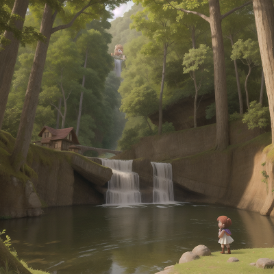 Image For Post Anime, crying, princess, river, museum, forest, HD, 4K, AI Generated Art