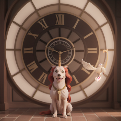 Image For Post Anime, cathedral, dog, clock, unicorn, phoenix, HD, 4K, AI Generated Art