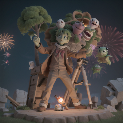 Image For Post Anime, turtle, zombie, fireworks, telescope, ghost, HD, 4K, AI Generated Art