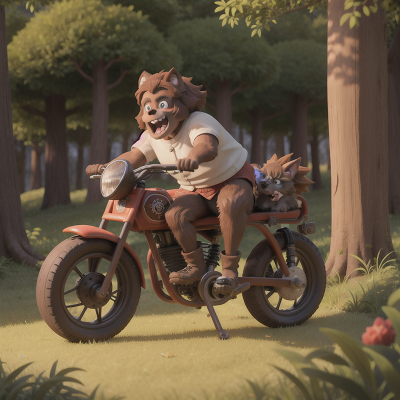 Image For Post Anime, bicycle, werewolf, dog, forest, dwarf, HD, 4K, AI Generated Art