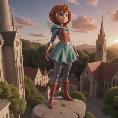 Image For Post Anime, alien planet, cathedral, fairy, superhero, sunrise, HD, 4K, AI Generated Art