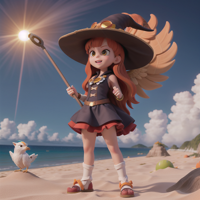 Image For Post Anime, solar eclipse, witch, griffin, beach, hero, HD, 4K, AI Generated Art