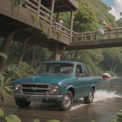 Image For Post Anime, bird, shark, jungle, car, river, HD, 4K, AI Generated Art