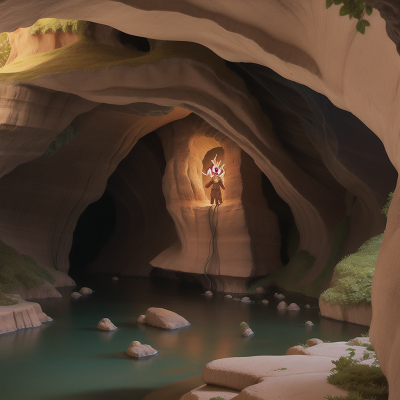 Image For Post Anime, cave, river, detective, phoenix, queen, HD, 4K, AI Generated Art