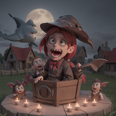 Image For Post Anime, farmer, zombie, shark, witch's cauldron, vampire's coffin, HD, 4K, AI Generated Art