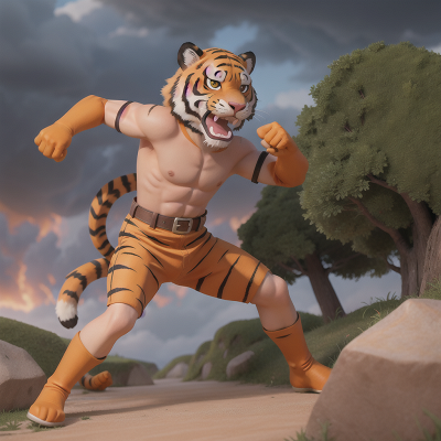 Image For Post Anime, tiger, hail, shield, fighting, camera, HD, 4K, AI Generated Art