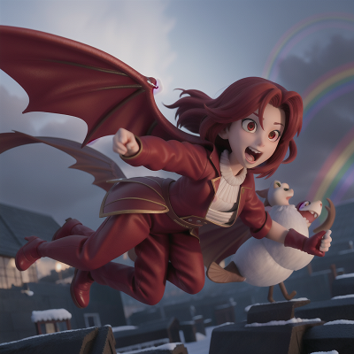 Image For Post Anime, vampire, snow, rainbow, flying, fighting, HD, 4K, AI Generated Art