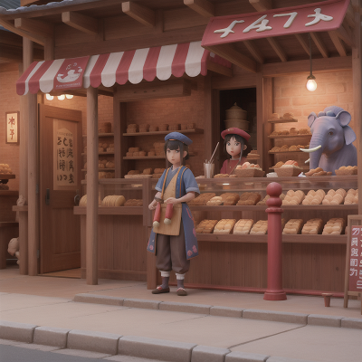 Image For Post Anime, bakery, samurai, hat, elephant, ice cream parlor, HD, 4K, AI Generated Art