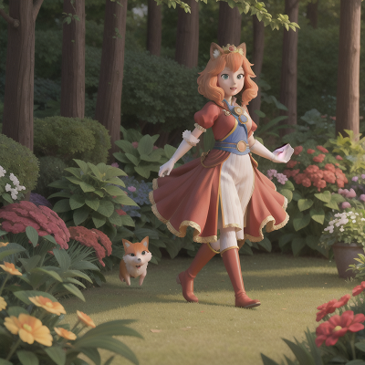 Image For Post Anime, exploring, garden, queen, hero, fox, HD, 4K, AI Generated Art