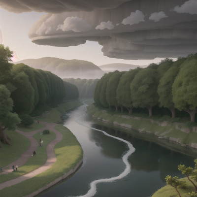 Image For Post Anime, river, fog, maze, teacher, thunder, HD, 4K, AI Generated Art