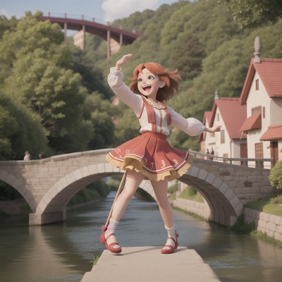 Image For Post Anime, dancing, laughter, musician, bridge, village, HD, 4K, AI Generated Art