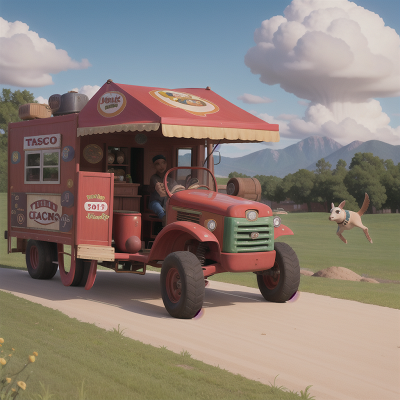 Image For Post Anime, surprise, tractor, flying carpet, circus, taco truck, HD, 4K, AI Generated Art