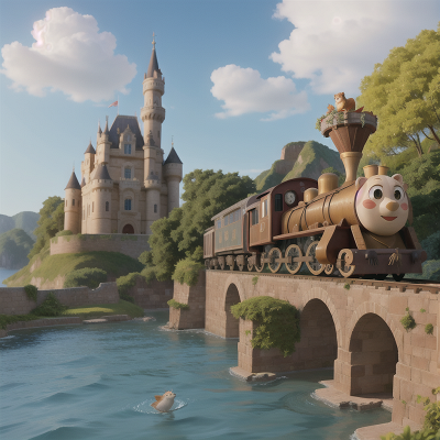 Image For Post Anime, bird, swimming, castle, lion, train, HD, 4K, AI Generated Art