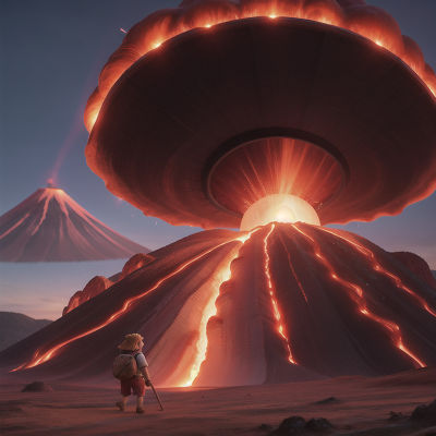 Image For Post Anime, volcano, dwarf, drought, bicycle, sunset, HD, 4K, AI Generated Art