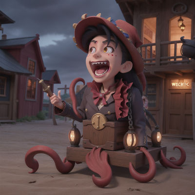 Image For Post Anime, wild west town, vampire's coffin, success, circus, kraken, HD, 4K, AI Generated Art