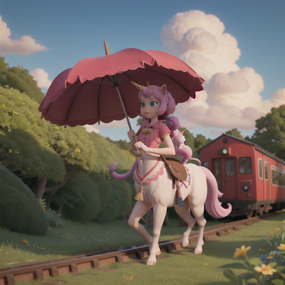Image For Post Anime, centaur, cat, umbrella, train, unicorn, HD, 4K, AI Generated Art