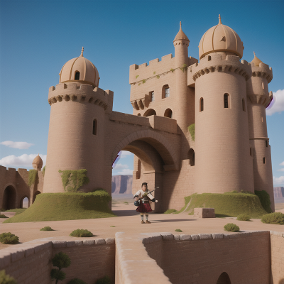Image For Post Anime, bagpipes, castle, desert, spaceship, sword, HD, 4K, AI Generated Art