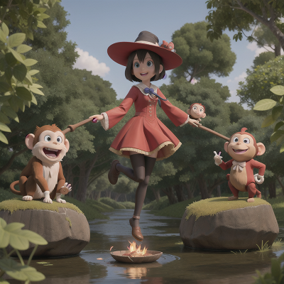 Image For Post Anime, flying, witch, doctor, monkey, swamp, HD, 4K, AI Generated Art