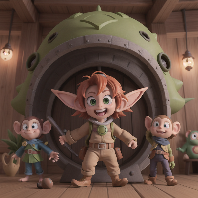 Image For Post Anime, goblin, monkey, spaceship, surprise, shield, HD, 4K, AI Generated Art