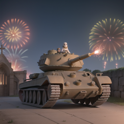 Image For Post Anime, ghost, tank, cathedral, mummies, fireworks, HD, 4K, AI Generated Art