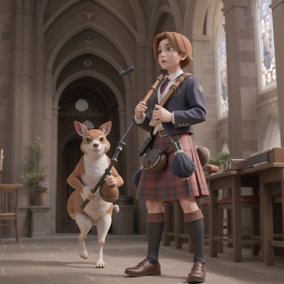 Image For Post Anime, kangaroo, bagpipes, betrayal, police officer, cathedral, HD, 4K, AI Generated Art