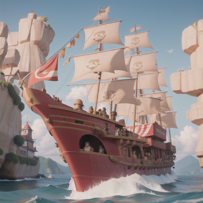 Image For Post Anime, pirate ship, market, flying, circus, sabertooth tiger, HD, 4K, AI Generated Art
