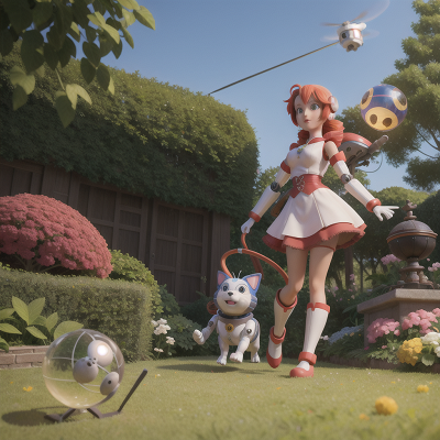 Image For Post Anime, helicopter, robotic pet, teleportation device, garden, crystal ball, HD, 4K, AI Generated Art