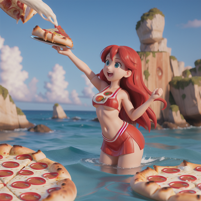 Image For Post Anime, pizza, ocean, celebrating, centaur, joy, HD, 4K, AI Generated Art