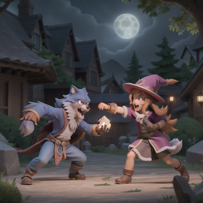 Image For Post Anime, wizard's hat, crystal, werewolf, griffin, fighting, HD, 4K, AI Generated Art