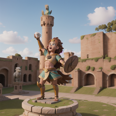 Image For Post Anime, statue, coffee shop, griffin, gladiator, tower, HD, 4K, AI Generated Art