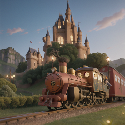 Image For Post Anime, bicycle, cat, train, fairy, castle, HD, 4K, AI Generated Art